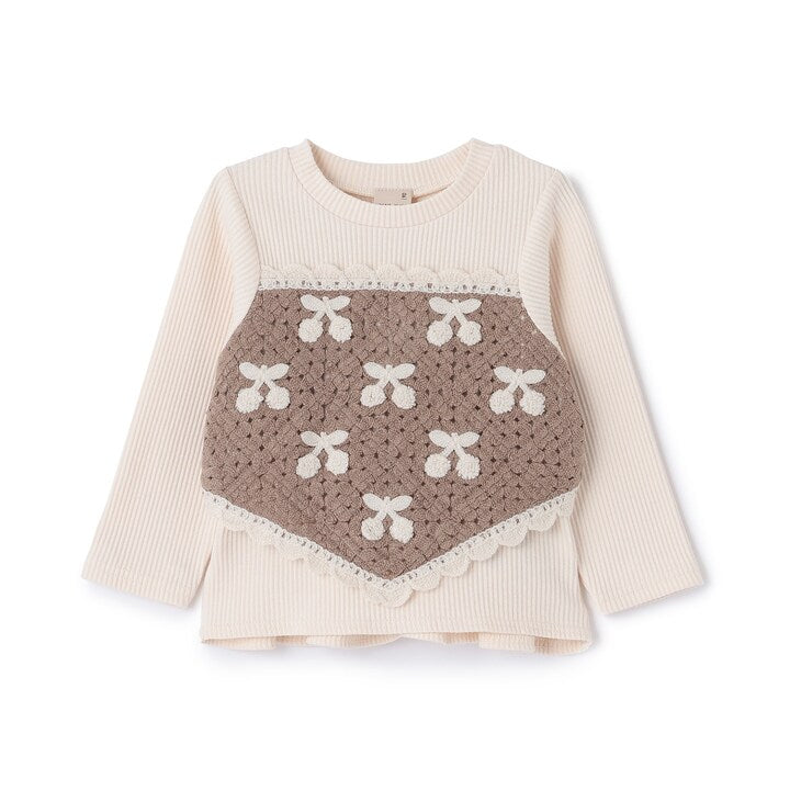 日本童裝 pe#main 鉤針編織拼接長袖上衣 80-130cm 女童款 秋季 TOPS