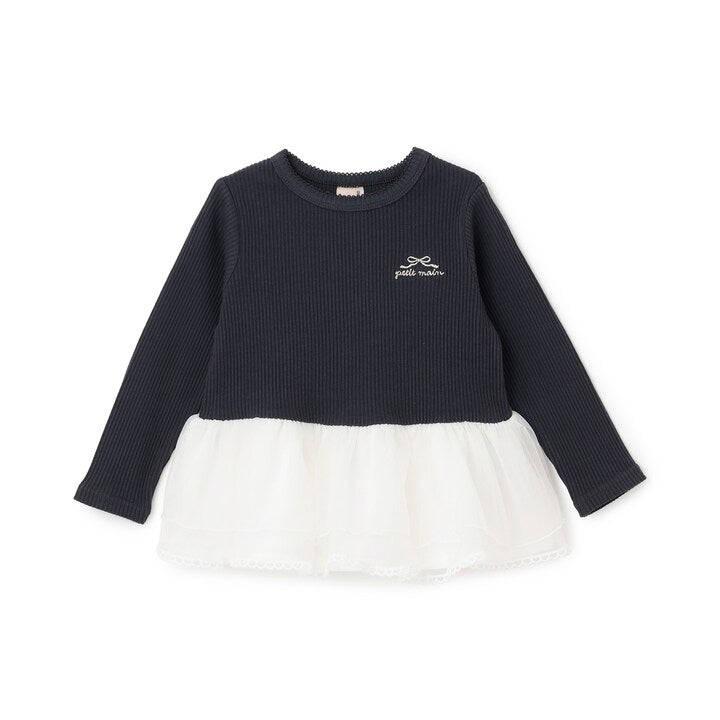 日本童裝 pe#main 薄紗花邊長袖上衣 80-130cm 女童款 秋季 TOPS