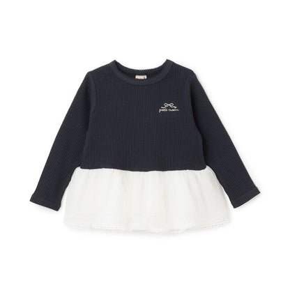 日本童裝 pe#main 薄紗花邊長袖上衣 80-130cm 女童款 秋季 TOPS