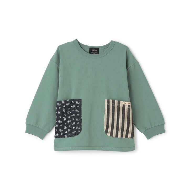 日本童裝 pe#main [有機棉] 口袋長袖上衣 80-130cm 男童款 秋季 TOPS