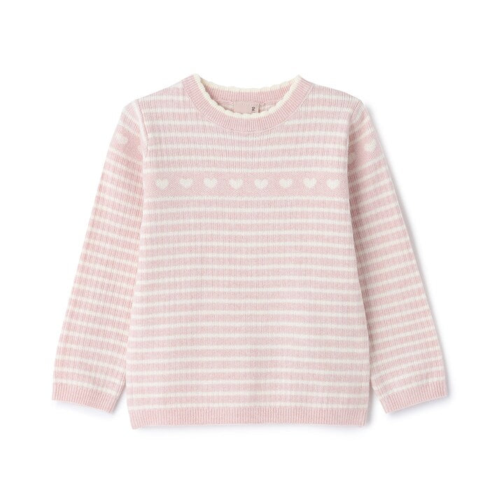 日本童裝 pe#main 心型羅紋針織毛衣 80-130cm 女童款 秋季 TOPS 聖誕紅/新年紅