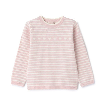 日本童裝 pe#main 心型羅紋針織毛衣 80-130cm 女童款 秋季 TOPS 聖誕紅/新年紅