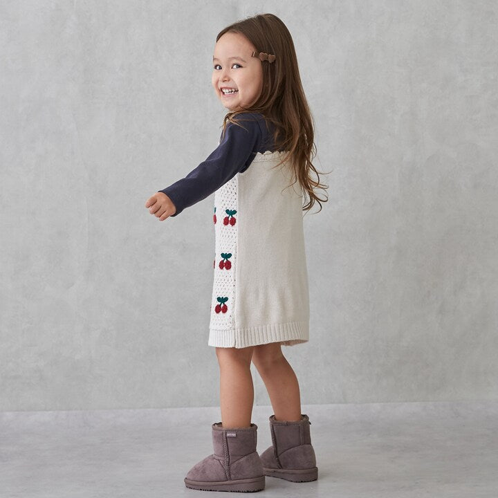 日本童裝 pe#main 鉤針編織拼接連身裙 80-130cm 女童款 秋季 DRESSES