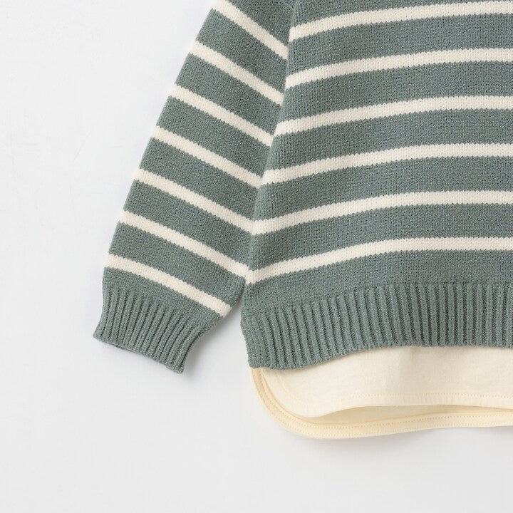 日本童裝 pe#main 假兩件條紋針織毛衣 80-130cm 男童款/女童款 冬季 TOPS