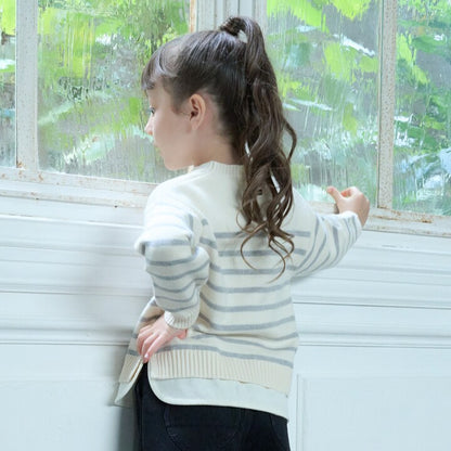 日本童裝 pe#main 假兩件條紋針織毛衣 80-130cm 男童款/女童款 冬季 TOPS