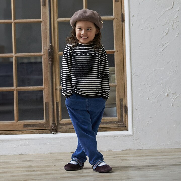 日本童裝 pe#main 心型羅紋針織毛衣 80-130cm 女童款 秋季 TOPS 聖誕紅/新年紅