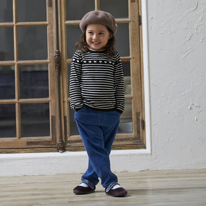 日本童裝 pe#main 心型羅紋針織毛衣 80-130cm 女童款 秋季 TOPS 聖誕紅/新年紅