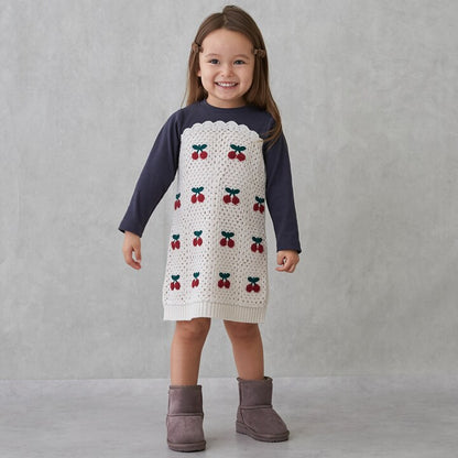 日本童裝 pe#main 鉤針編織拼接連身裙 80-130cm 女童款 秋季 DRESSES