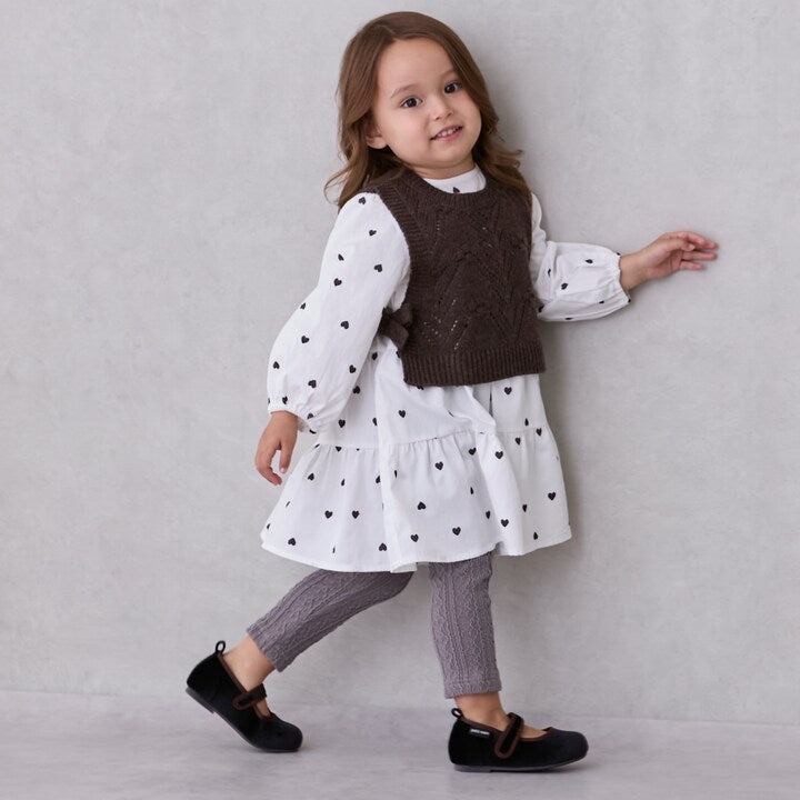 日本童裝 pe#main [乳木果油處理]提花緊身褲 80-130cm 女童款 秋季 PANTS