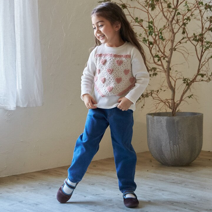 日本童裝 pe#main 鉤針編織拼接長袖上衣 80-130cm 女童款 秋季 TOPS