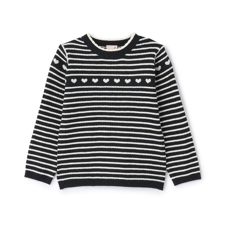 日本童裝 pe#main 心型羅紋針織毛衣 80-130cm 女童款 秋季 TOPS 聖誕紅/新年紅