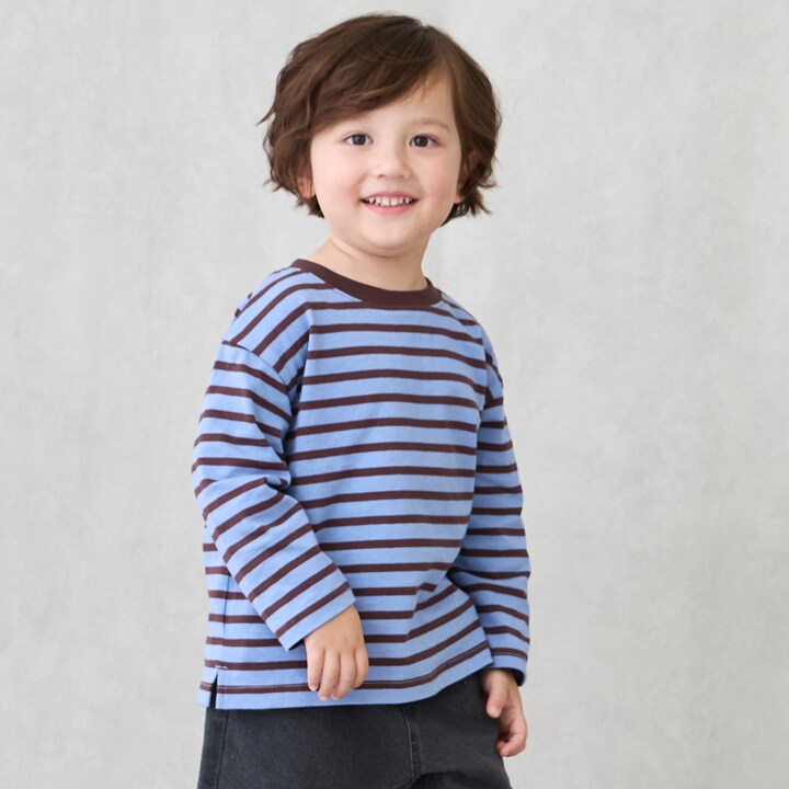 日本童裝 pe#main 食品防污 間條上衣 80-130cm 男童款 秋季 TOPS