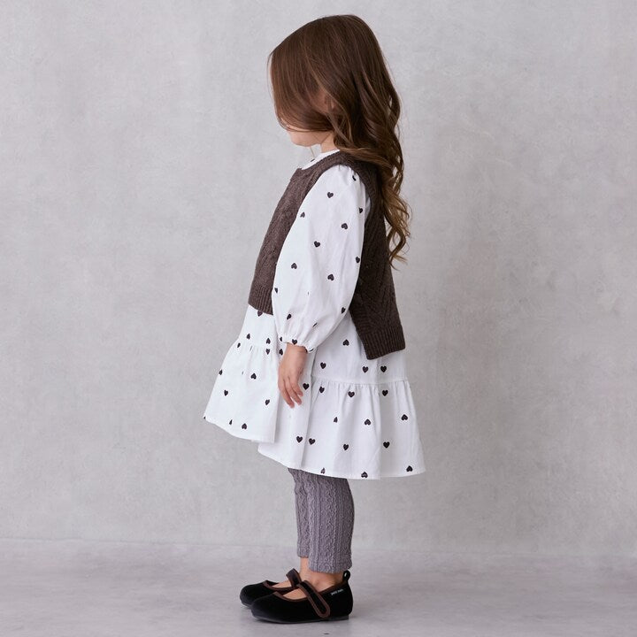 日本童裝 pe#main [乳木果油處理]提花緊身褲 80-130cm 女童款 秋季 PANTS