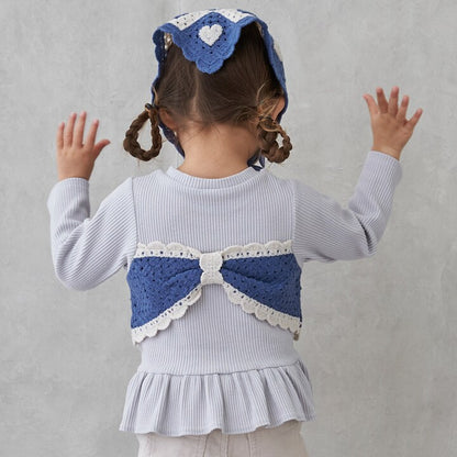 日本童裝 pe#main 鉤針編織拼接長袖上衣 80-130cm 女童款 秋季 TOPS