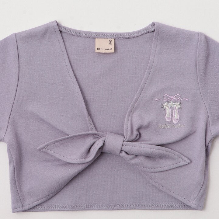 日本童裝 pe#main 抗菌防臭 芭蕾蝴蝶結短上衣 100-130cm 女童款 秋季 TOPS