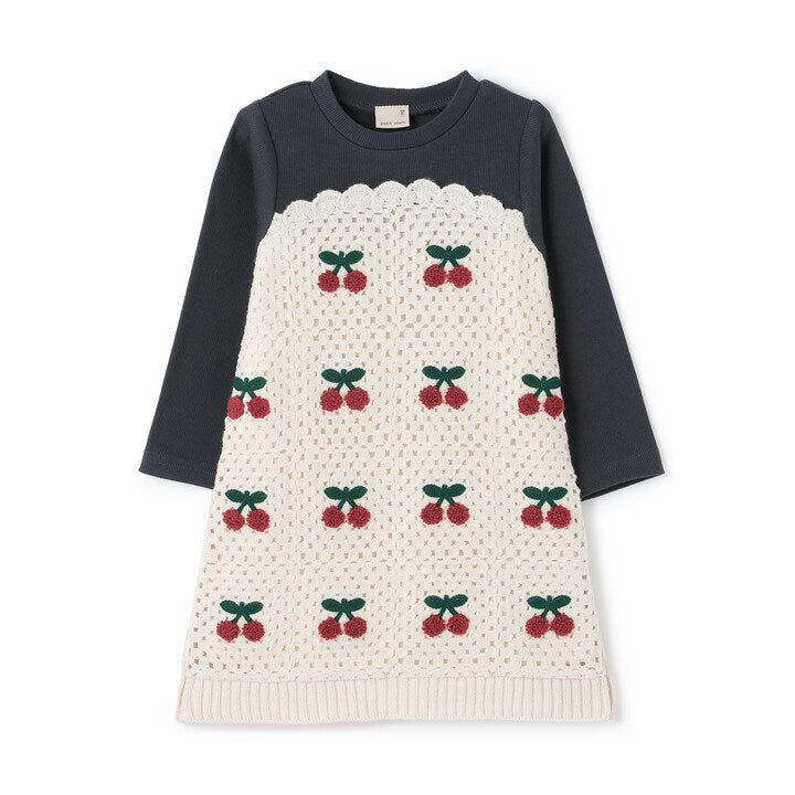 日本童裝 pe#main 鉤針編織拼接連身裙 80-130cm 女童款 秋季 DRESSES