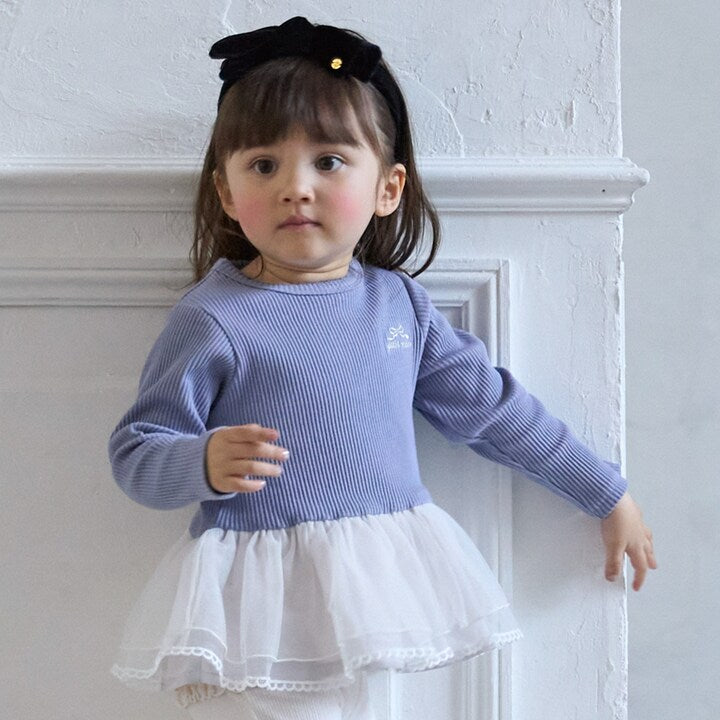 日本童裝 pe#main 薄紗花邊長袖上衣 80-130cm 女童款 秋季 TOPS