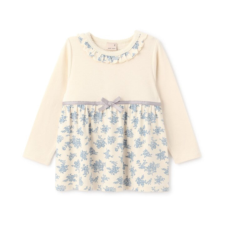 日本童裝 pe#main 拼接絲帶上衣 80-130cm 女童款 秋季 TOPS