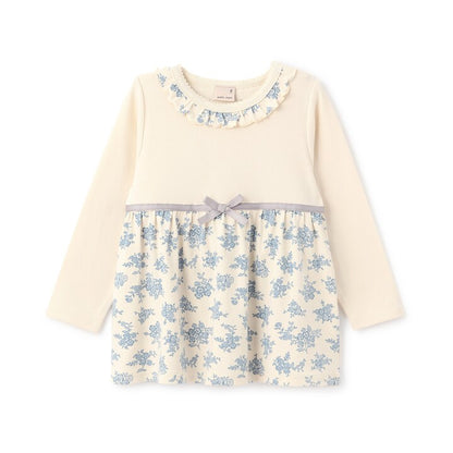 日本童裝 pe#main 拼接絲帶上衣 80-130cm 女童款 秋季 TOPS