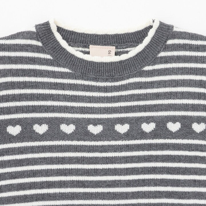 日本童裝 pe#main 心型羅紋針織毛衣 80-130cm 女童款 秋季 TOPS 聖誕紅/新年紅