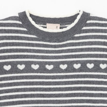 日本童裝 pe#main 心型羅紋針織毛衣 80-130cm 女童款 秋季 TOPS 聖誕紅/新年紅