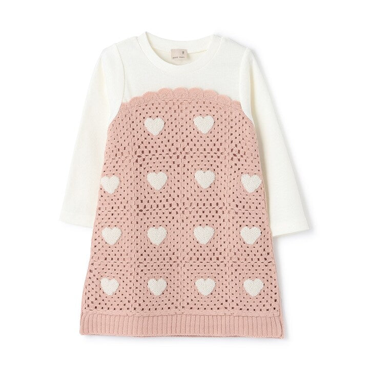 日本童裝 pe#main 鉤針編織拼接連身裙 80-130cm 女童款 秋季 DRESSES