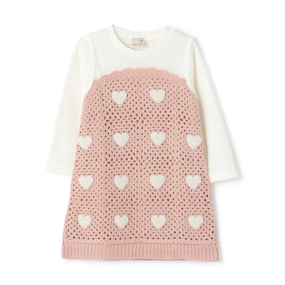 日本童裝 pe#main 鉤針編織拼接連身裙 80-130cm 女童款 秋季 DRESSES