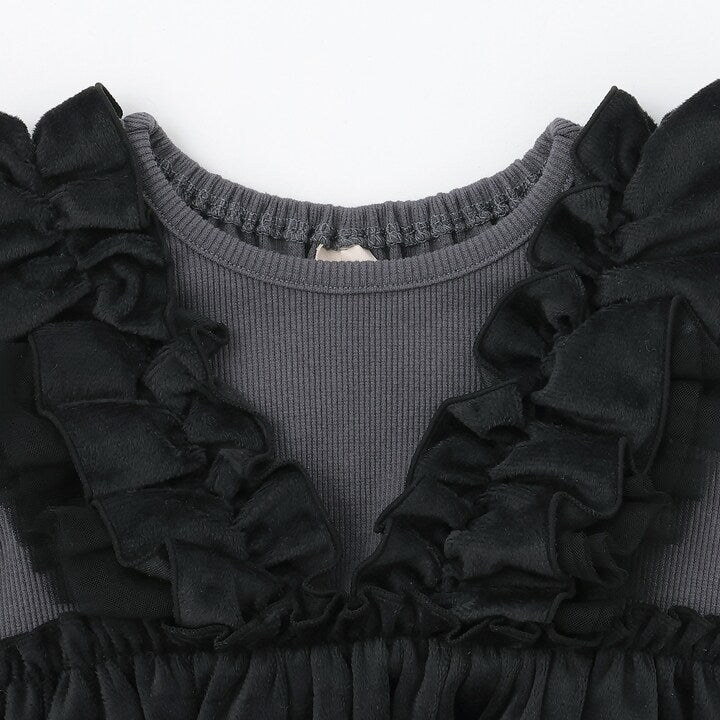 日本童裝 pe#main 拼邊花邊上衣 80-130cm 女童款 秋季 TOPS