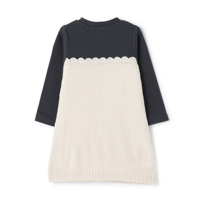 日本童裝 pe#main 鉤針編織拼接連身裙 80-130cm 女童款 秋季 DRESSES