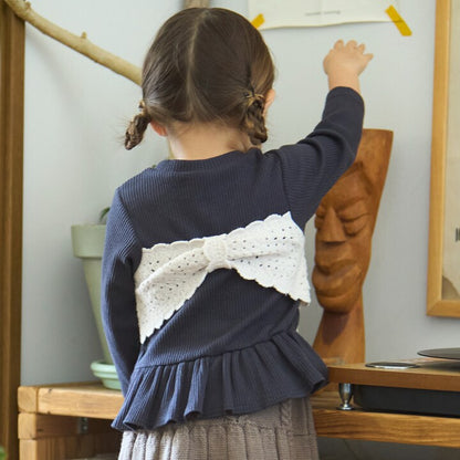 日本童裝 pe#main 鉤針編織拼接長袖上衣 80-130cm 女童款 秋季 TOPS