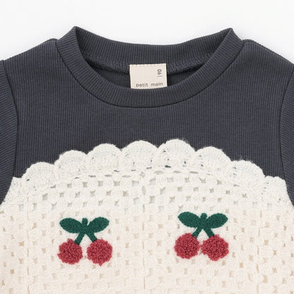 日本童裝 pe#main 鉤針編織拼接連身裙 80-130cm 女童款 秋季 DRESSES