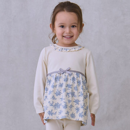 日本童裝 pe#main 拼接絲帶上衣 80-130cm 女童款 秋季 TOPS