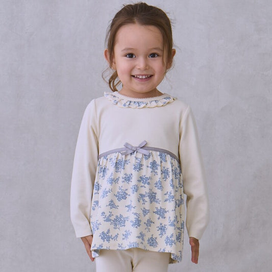 日本童裝 pe#main 拼接絲帶上衣 80-130cm 女童款 秋季 TOPS