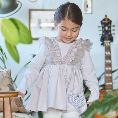 日本童裝 pe#main 拼邊花邊上衣 80-130cm 女童款 秋季 TOPS