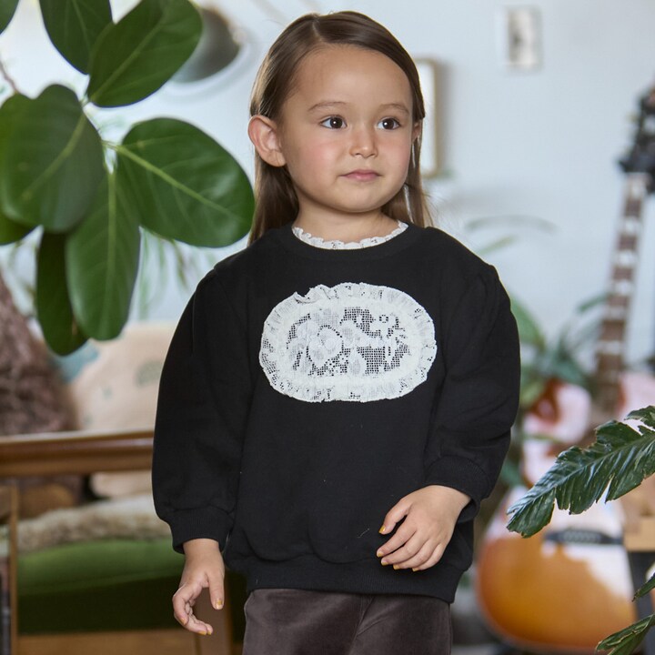 日本童裝 pe#main 蕾絲logo衛衣 80-130cm 女童款 秋季 TOPS