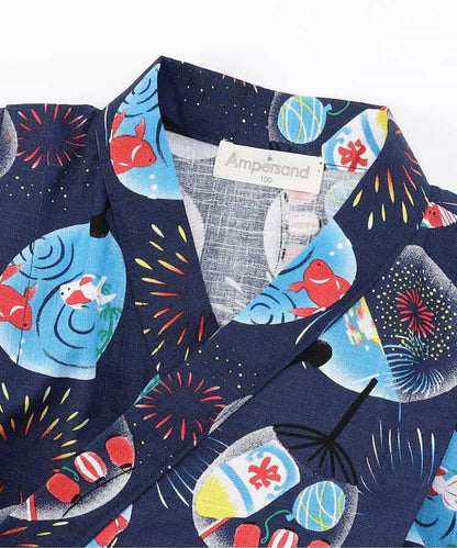Japanese Ampersand Jinbei Pouch Japanese Kimono 80-140cm Boys Summer Other Brands Children's Clothing TOPS PANTS Japanese Summer Festival Special 