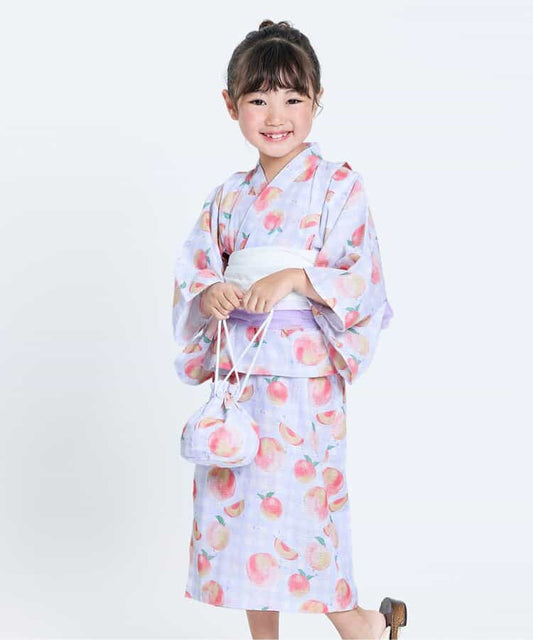 Japanese Ampersand 2Way Yukata with Pouch (80-140cm) Japanese Kimono for Girls (Summer Dresses from Other Brands) 
