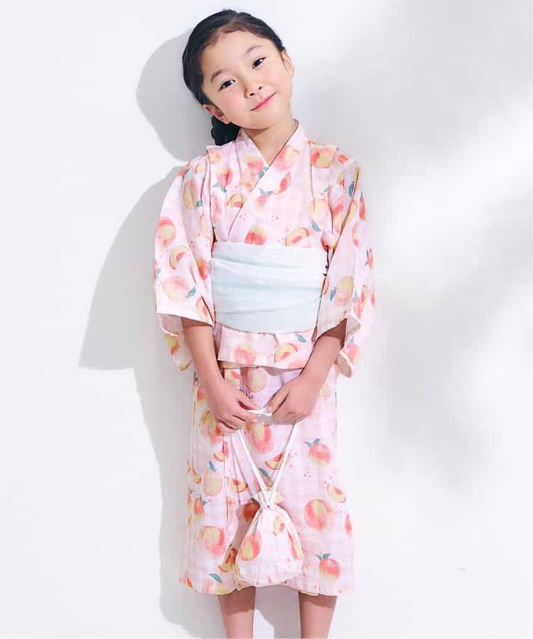 Japanese Ampersand 2Way Yukata with Pouch (80-140cm) Japanese Kimono for Girls (Summer Dresses from Other Brands) 