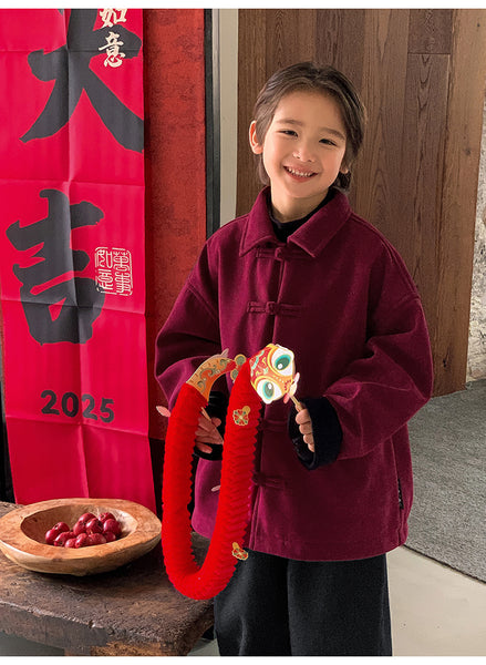 男童款 105-160cm 抓毛燈芯絨唐裝外套 新年中式華服唐裝 新年發財特特輯