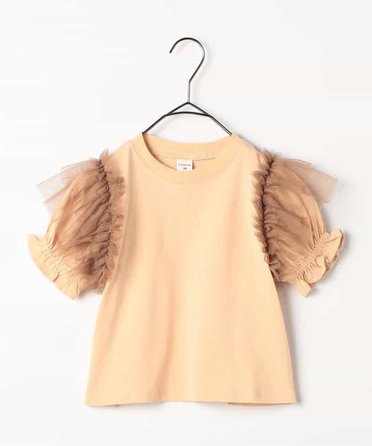 Japanese children's clothing p.prem#r fluffy chiffon puff sleeve top 80-140cm girls summer TOPS 