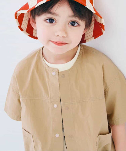 Japanese children's clothing p.prem#r typewriter snap button short-sleeved shirt 80-140cm boys/girls summer TOPS 