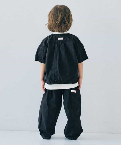 Japanese children's clothing p.prem#r typewriter snap button short-sleeved shirt 80-140cm boys/girls summer TOPS 