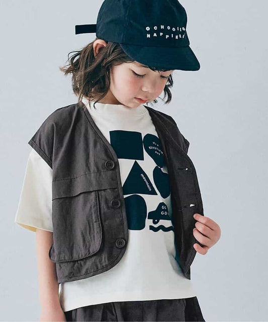 Japanese children's clothing p.prem#r 3D pocket work vest jacket 80-140cm boys/girls summer outerwear 