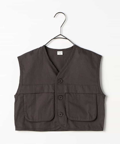 Japanese children's clothing p.prem#r 3D pocket work vest jacket 80-140cm boys/girls summer outerwear 