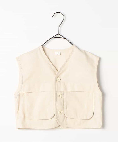 Japanese children's clothing p.prem#r 3D pocket work vest jacket 80-140cm boys/girls summer outerwear 