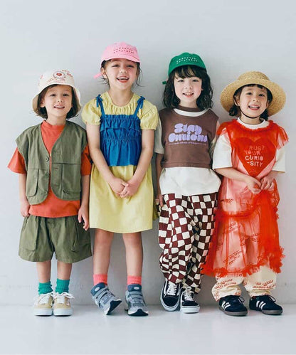 Japanese children's clothing p.prem#r 3D pocket work vest jacket 80-140cm boys/girls summer outerwear 