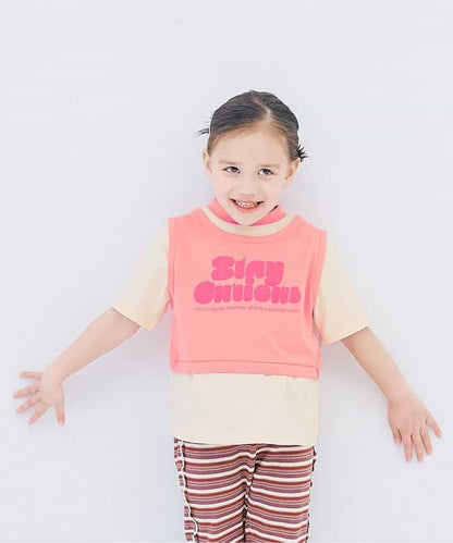 Japanese children's clothing p.prem#r vest T-shirt two-piece set 80-140cm boys/girls summer TOPS 
