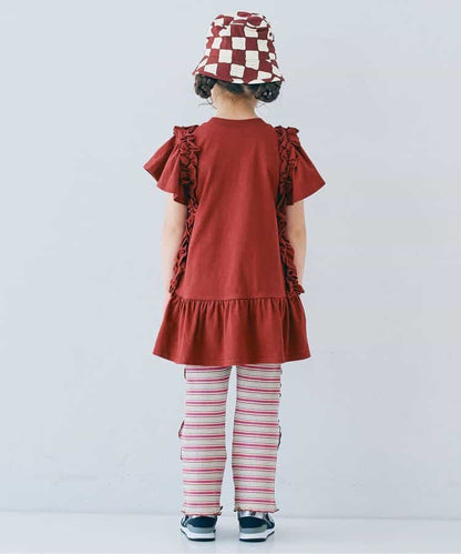 Japanese children's clothing p.prem#r side pleated short-sleeved dress 80-140cm girls summer dresses 