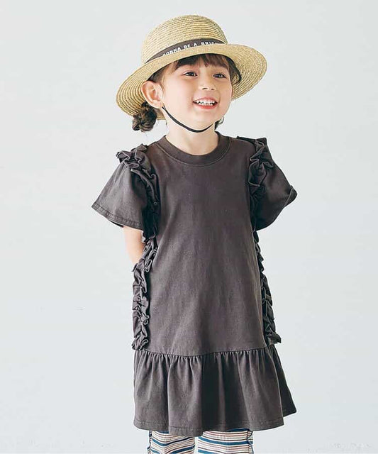 日本童裝 p.prem#r 側褶短袖連身裙 80-140cm 女童款 夏季 DRESSES