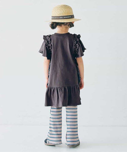 Japanese children's clothing p.prem#r side pleated short-sleeved dress 80-140cm girls summer dresses 